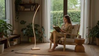 Светильник фигурный из массива  ясеня напольный WoodWave